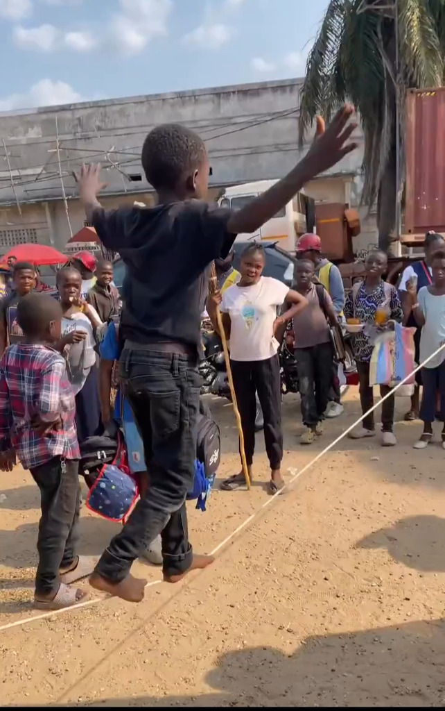 Young African Boy Stuns Viewers With Incredible Rope-walking Skill