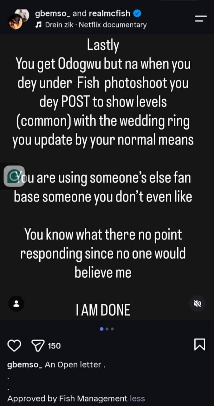 “He’s still paying debts he inquired to satisfy your status” – MC Fish’s girlfriend writes open letter to Anita Joseph, days after she celebrated her Odogwu