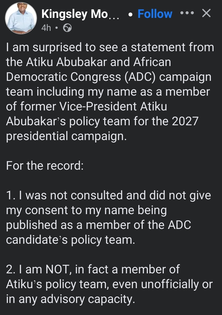 “I have quit partisan politics” — Moghalu rejects inclusion in Atiku’s 2027 campaign policy team