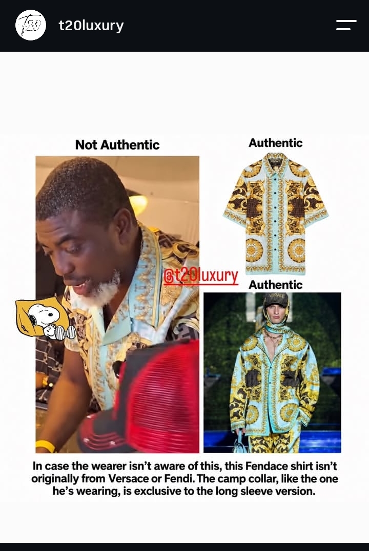 “Dem run am street”- Concerns as fashion police calls out Ochacho over alleged fake ‘luxurious’ shirt’