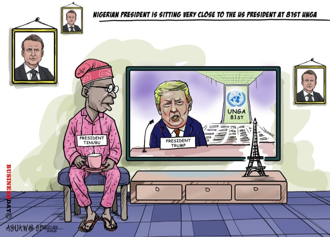 UNGA: Tinubu Will Sit Beside Trump In New York (cartoon By Business Day)