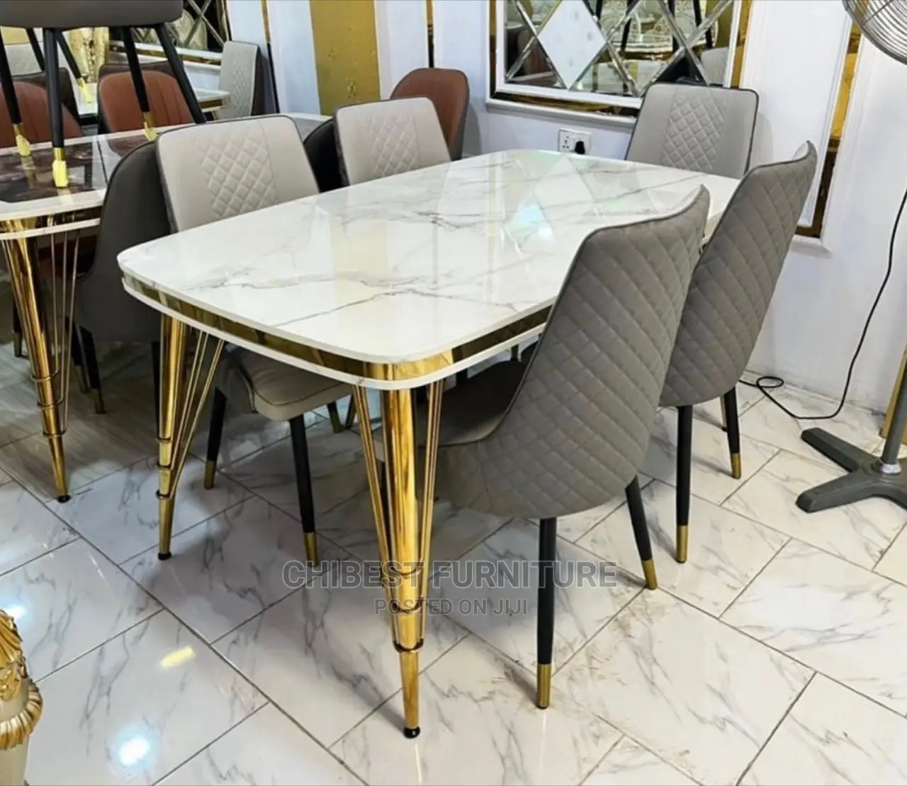 Quality Imported Marble Dining Table With Six Chairs
