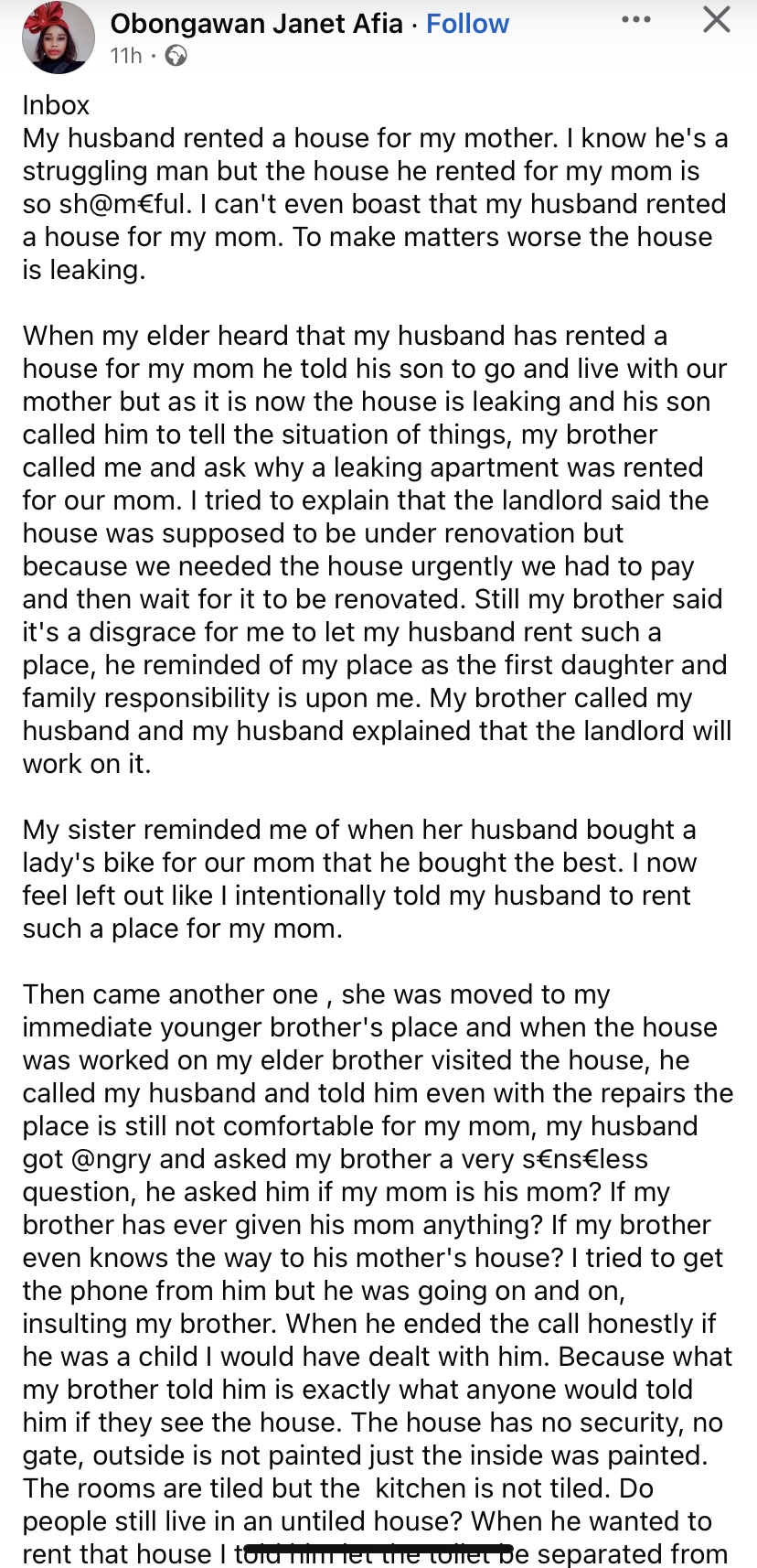 “Marriage has sold my birthright” – Lady cries out as husband reportedly rents leaking house for her mother
