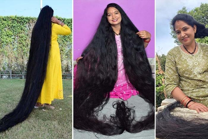 Indian woman turns 11 years of growing her hair into a Guinness World Record for longest hair with 9ft-long locks (see photos)