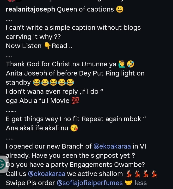 “There are things I can’t repeat” – Anita Joseph says as she addresses ex-husband’s girlfriend, Gbemi’s shady comment in new post